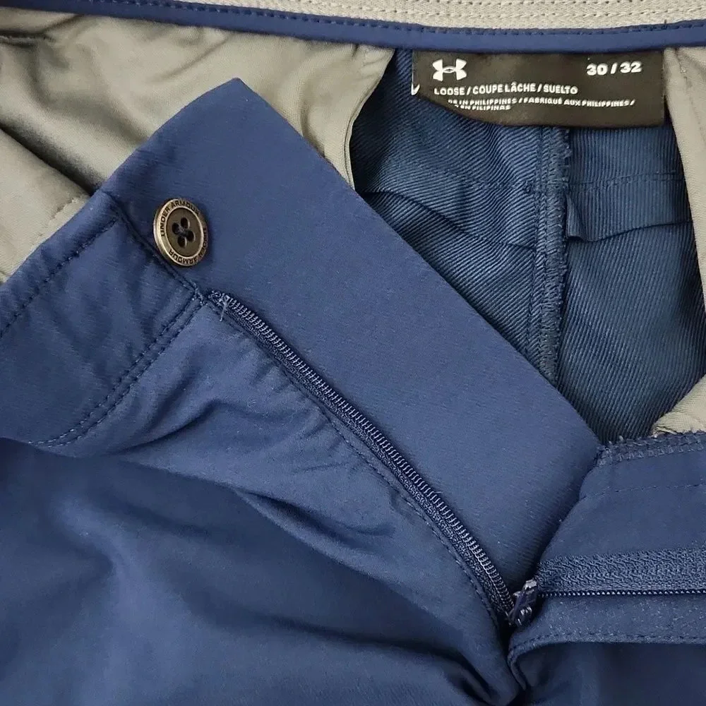 Under Armour Golf Pants Men's 30x32 Blue Loose Performance Stretch Flat Front